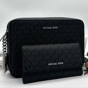 Michael Kors Large EW Crossbody Bag & Large Trifold Wallet Black | BUNDLE SET